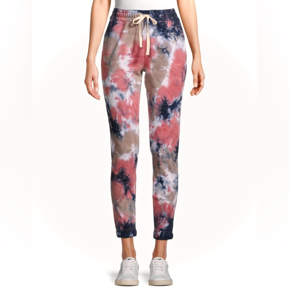 LEA & VIOLA || Drawstring Cotton-Blend Jogger Pants in Pink/Tan TieDye - SZ XS
